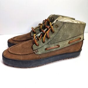 Polo Ralph Lauren Delmont Leather Boat Green Brown Boots Shoes Men's Size 11D